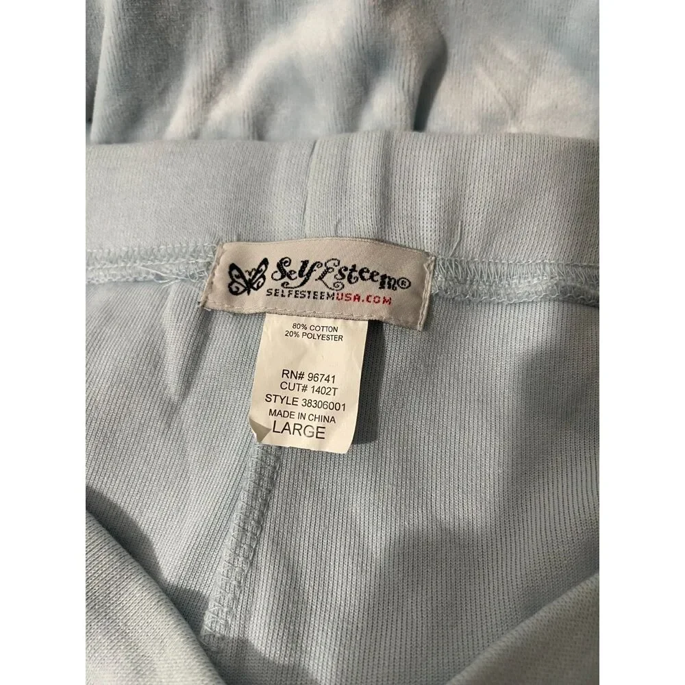 Self Stime cargo joggers velvet cargo pockets flare leg comfy light blue women L